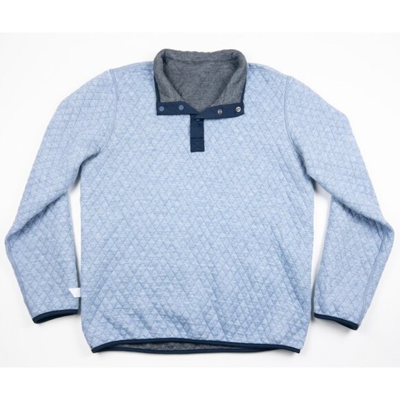 Marine Layer Corbet Pullover Men's Medium Reversible Quilted Snap Blue Gray - Picture 2 of 16